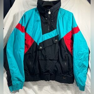 Vintage White Stag 80s 90s Ski Windbreaker Pullover lodge Snow winter Sport Teal